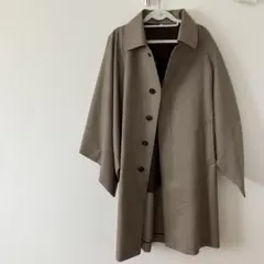 独身貴族　ブラウン ストライプ ステンカラーコート