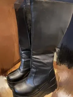 厚底ロングブーツ ブラック 10cmヒール