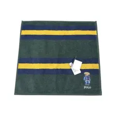 POLO タオルハンカチ ポロベア ベア刺繍 ボーダー 緑 新品