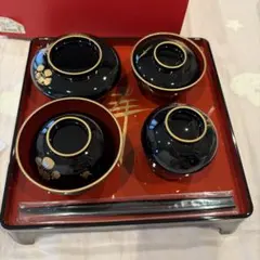 黒漆塗り お食い初め器セット