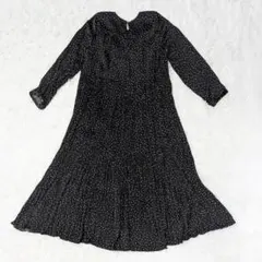 BEARDSLEY ビアズリー ドット柄タックプリーツスカートロング