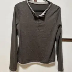 長袖 ヘンリーネック カットソー ブラウン F 新品