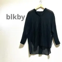blkby ブラック　マウジー　ブラウス　透け感　黒　長袖　シャツ　体型隠しのサムネイル