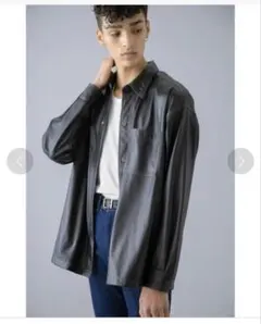 【monkey time】フェイクレザーワークシャツ M