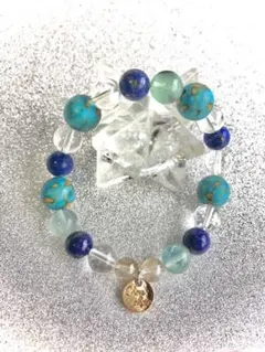 天然石 ブレスレット、ターコイズ、ラピスラズリ、ルチルクォーツ使用