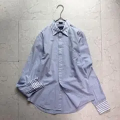 RALPH LAUREN チェック ストライプ シャツ M 胸ロゴ ブルーのサムネイル