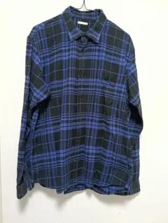 GU ジーユー メンズ 長袖 ネルシャツ チェック柄 ブルー×ブラック