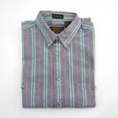 デッドUSA製ビンテージエディーバウアー半袖ストライプボタンダウンシャツS黒タグ