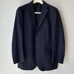 ユニクロ　UNIQLO ネイビー　L リネン混　段返りジャケット