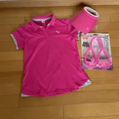 PUMA ゴルフウェア　キャスコバイザーFITNESSTUBE ピンク3点セット