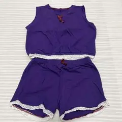 紫色 いちごポケット付き ベビー服 80　タンクトップ　シャツ　パンツ　セット