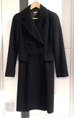 美品 Durer アンゴラ 羊毛 ブラック ダブルブレスト ロングコート S