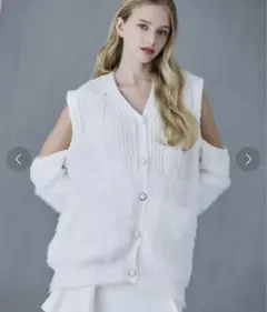 Riu Fur switching knit cardigan