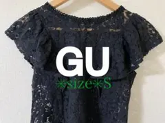 GU レース 半袖 ブラウス ブラック Sのサムネイル