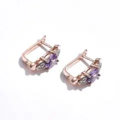 ピンクゴールド　ジルコニア　キャッチレスピアス