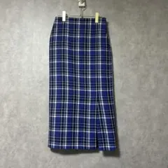 is様専用アダムエロペ 青 白 チェック柄 タイト スカート スリット