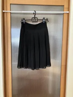 【comme ca ism】黒　ひざ丈　プリーツスカート