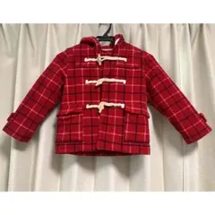 GLOBAL WORK 　120　コート　赤　黒×白チェック　女の子　フード付き