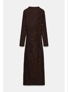 zara ドレープディテール入りミディ丈ポインテールニットワンピース