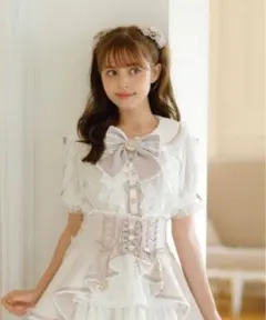 LIZLISA はしごレースリボンブラウス ROJITA トップス スカート 白