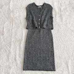 近年✨ドゥクラッセ　アルパカ混　ラメミックス・ツイーディニットセットアット