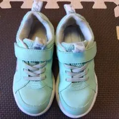 キッズ シューズ 瞬足 18.0cm ミントグリーン ベルクロ