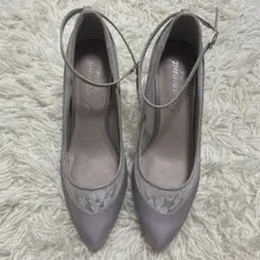 Dorry Doll パンプス レース グレー 結婚式 お呼ばれ　ストラップ付き