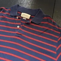 GUCCI ネイビー/レッド ストライプ ポロシャツ　XLのサムネイル