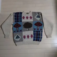 ウール混紡 パッチワークセーター