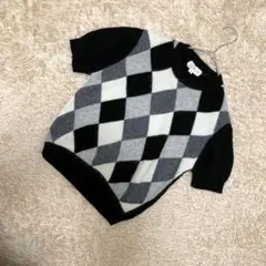 【良品】ミッシェルクラン アーガイル柄 半袖ニット 38