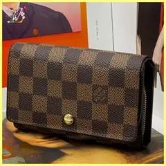 極上 ルイヴィトン ダミエ ポルトモネビエ トレゾール 折り財布 A75