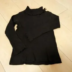SLAP SLIP キッズ 長袖カットソー ブラック リブ タートル リボン