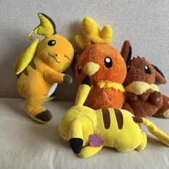ポケモン　ぬいぐるみ　4体　ピカチュウ　イーブイ　アチャモ　ライチュウ