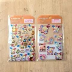 ウサハナ 金箔・ビーズ入りぷっくりシール 2枚セットのサムネイル