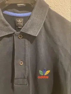 adidas ブラック　ラスタカラー　半袖ポロシャツ Mのサムネイル