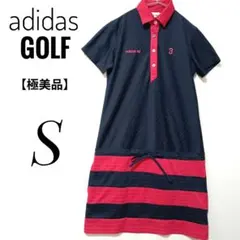 【極美品】【アディダスゴルフ】 ポロワンピース S ネイビー/レッド
