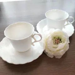 NARUMI　ナルミ　シルキーホワイト カップ&ソーサー　ボーンチャイナ　2客