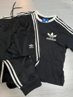 adidas オリジナルス ジャージ下とTシャツセット ブラック