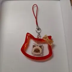 猫型アクリルキーホルダー 赤