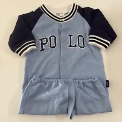 POLOロンパース 水色・ネイビー50-70