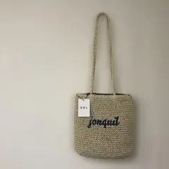 GRL 刺繍入りベージュかごバッグ