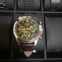 SEIKO SBTR017 緑文字盤 茶革 クロノグラフ 10気圧防水 保証付 - メルカリ