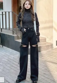 【美品】グレイル　2Wayスリットデニムパンツ[cu453] 9