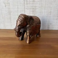 【アンティーク】昭和レトロ 象 置物 銅製調 メタル オブジェ 縁起物 古道具