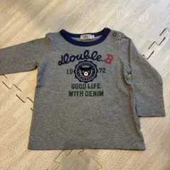 ミキハウス Double.B 長袖Tシャツ グレー 70-80cm ロゴプリント