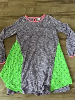 fafa フェフェ　紫・緑ドット柄長袖ワンピース 130