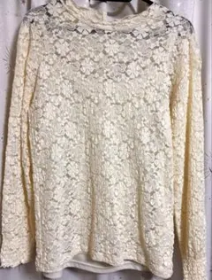 アイボリー レース 長袖シャツ キャミソール付き