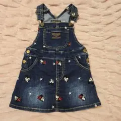 ミッキーマウス刺繍デニムジャンバースカート