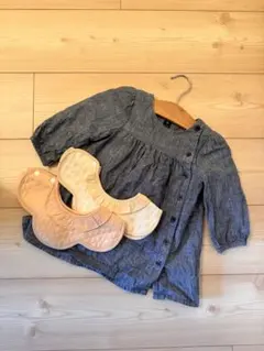 美品　babyGap デニムワンピース 80 新品未使用スタイ付き