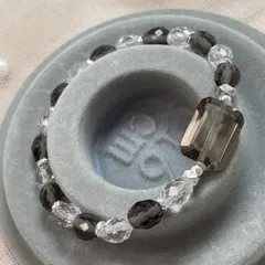 天然石 スモーキークォーツ 水晶カット ブレスレット